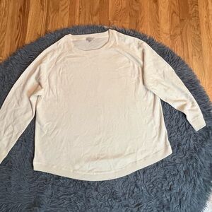 Biltmore Cream White Crew Neck Oversized 100% Cashmere Sweater Size XL